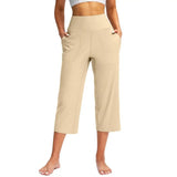 Women High Waist Capri Pants with Pockets
