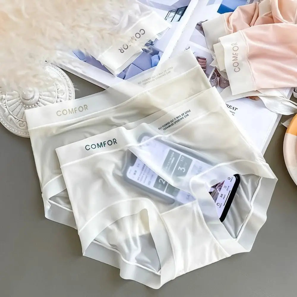 Women Ruffle Ice Silk Panties