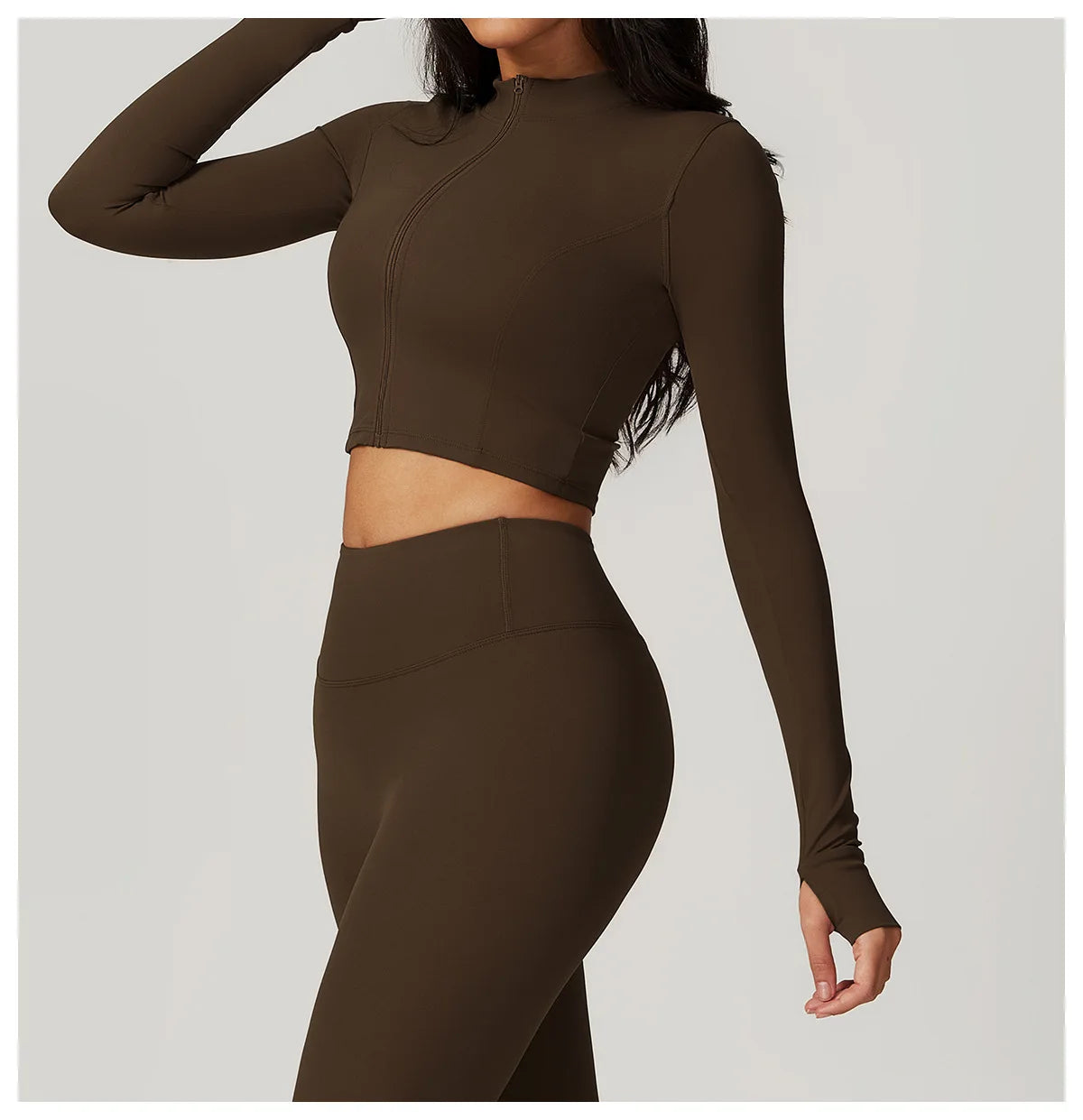 Women's Sexy Zip Long Sleeve Yoga Jacket – Workout Running Cycling Top