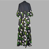 Women Floral Print Trench Coat Dress