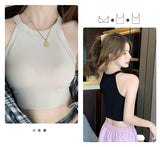 Cotton Knit Camisole Undershirt with Built-in Bra