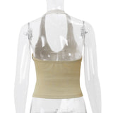 Korean Fashion Backless Halter Crop Tank