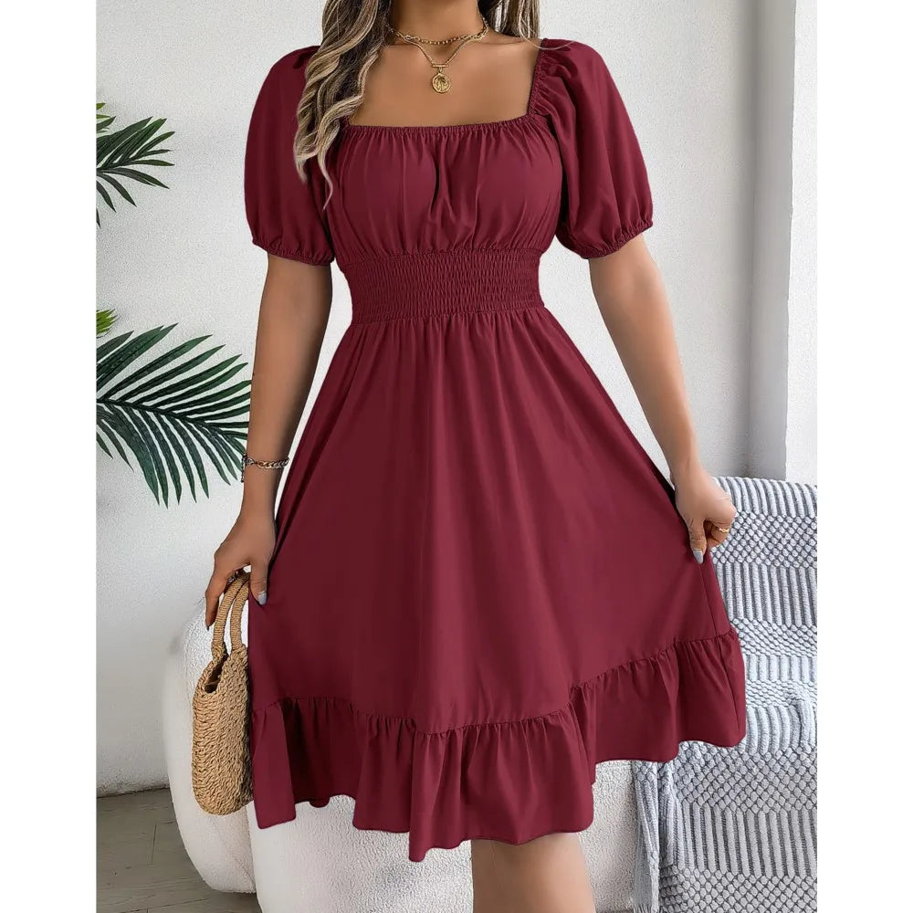 Women Square Neck Summer Dress