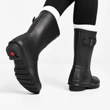 Women Mid Calf Boots Embroidered Leather