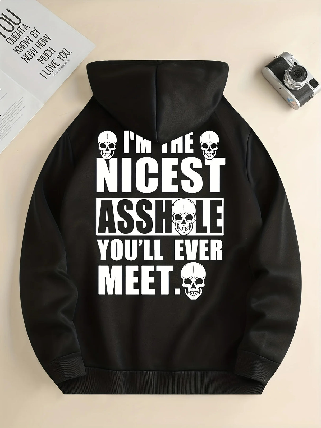 Men's Plus Size Graphic Hoodie – Black Long Sleeve