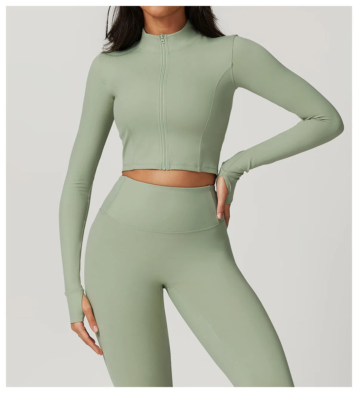 Women's Sexy Zip Long Sleeve Yoga Jacket – Workout Running Cycling Top