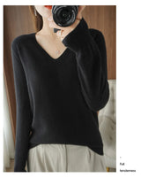 Women's V-Neck Knitted Pullover Sweater