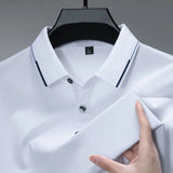 Men Luxury Silk Cotton Polo Shirt