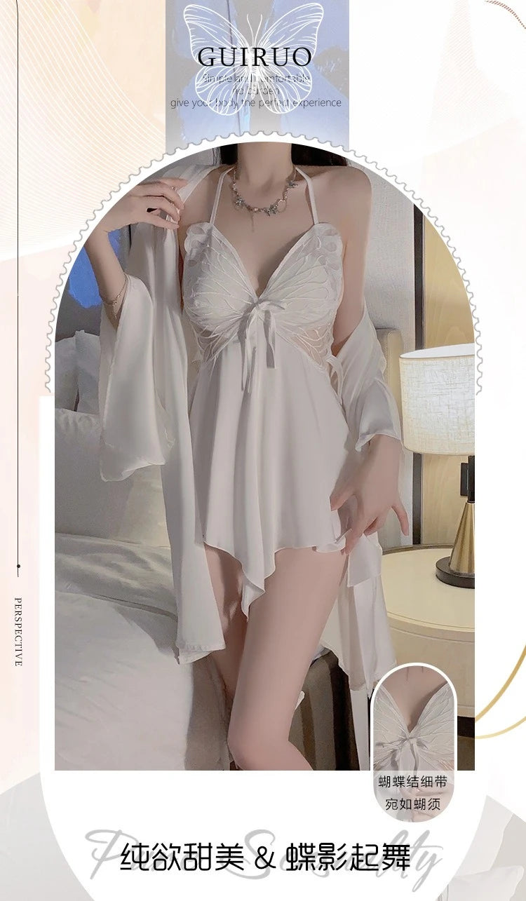 Women Bow Robe Sleep Set