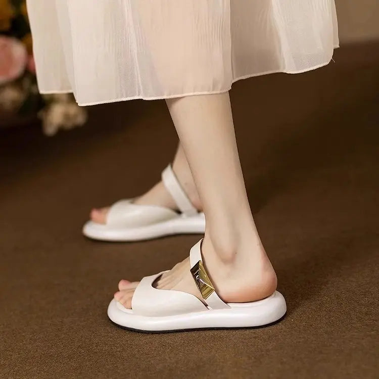 Women Minimalist White Slide Sandals