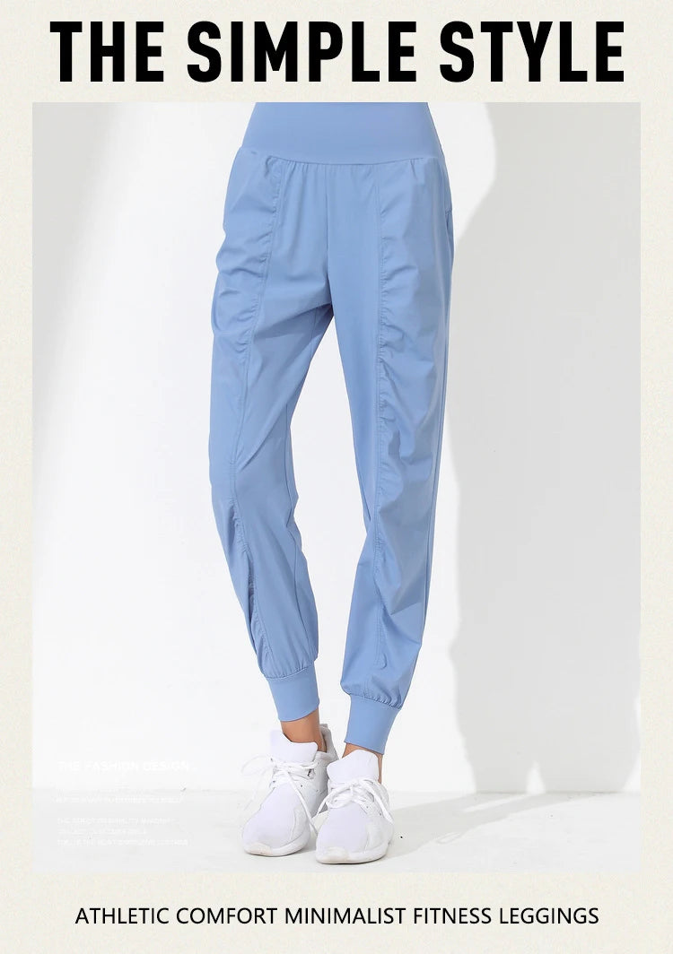 Hearuisavy Loose Quick-Dry Yoga Pants – Pleated Jogging Capris with Pockets