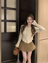 Women Cropped Floral Knit Cardigan