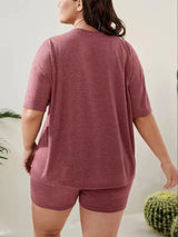 Plus Size Women's Sports Suit – T-Shirt & Shorts Set