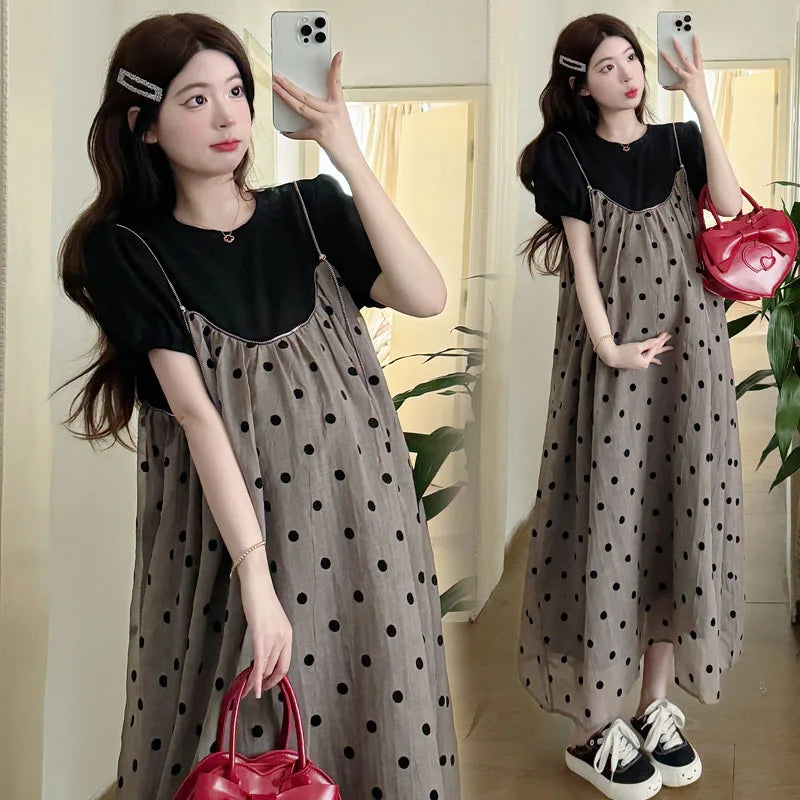 Summer Maternity Two-Piece Skirt Set