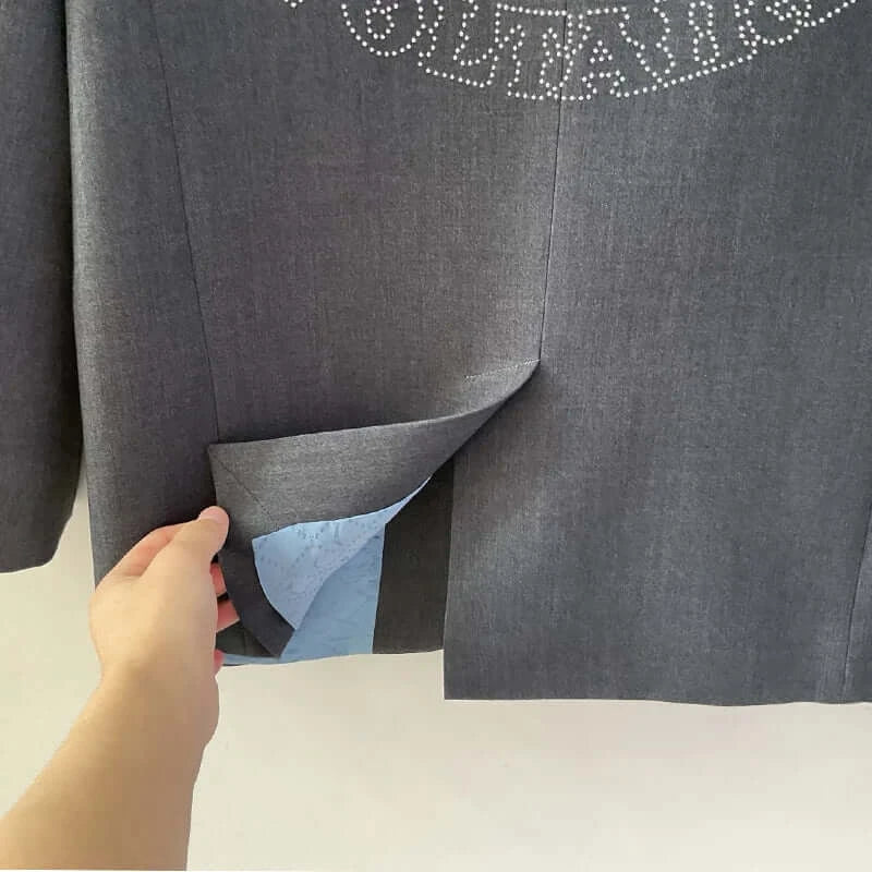 Women Grey Blazer Pants Suit