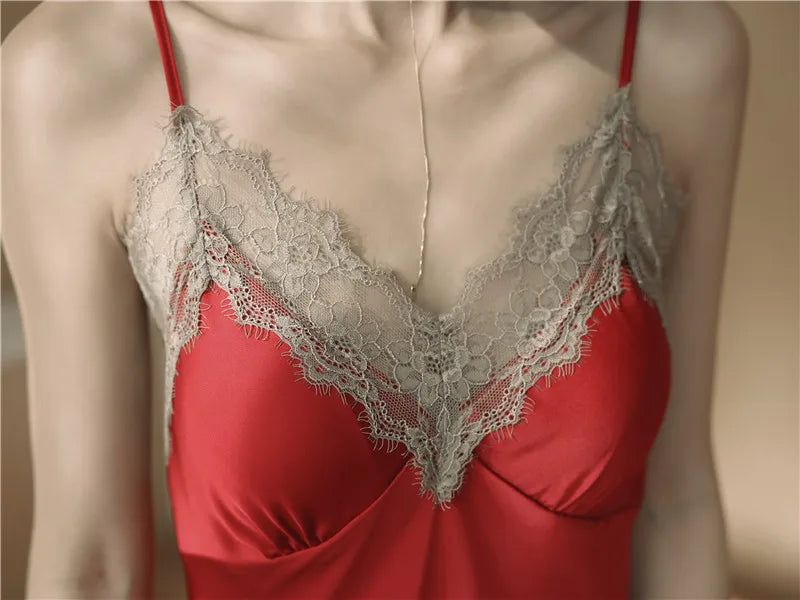 Women Ice Silk Nighty Pajamas