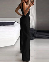GlimmaStrap™ – Multi-Strap Rhinestone Jumpsuit (Black, Glamorous & Eye-Catching)