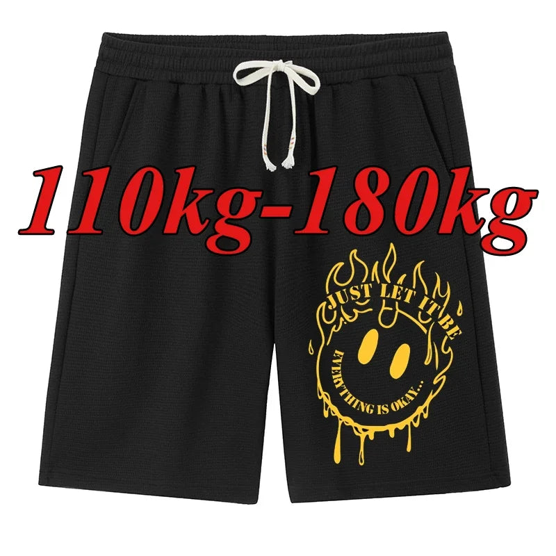 Plus Size Men's Graphic Gym Shorts – Casual Stretch