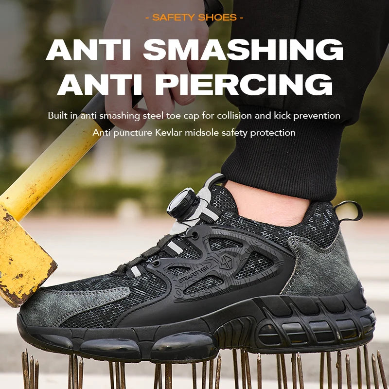 Women Safety Shoes Reflective Steel Toe Sneakers