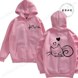 Women Cat Print Zip Hoodie Jacket Streetwear Coat