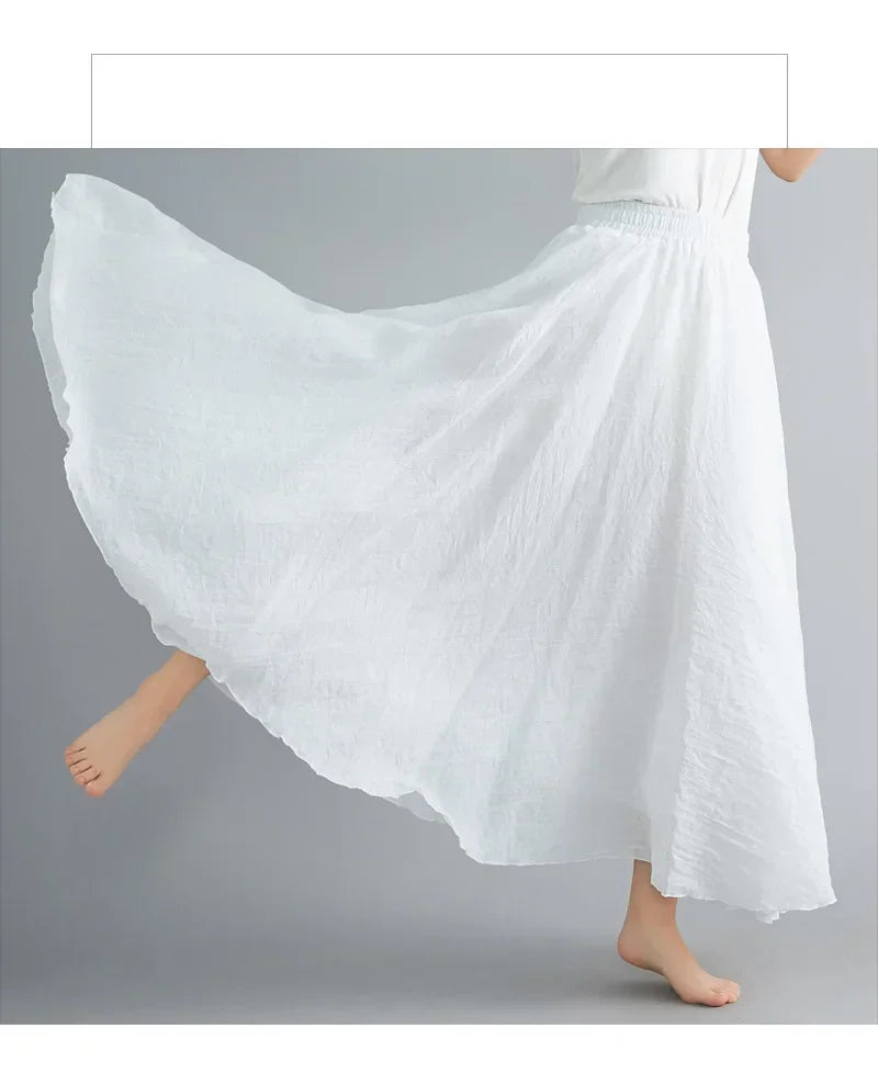 Women Linen Maxi Skirt