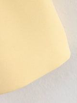 Elegant Yellow O-Neck Blazer Coat