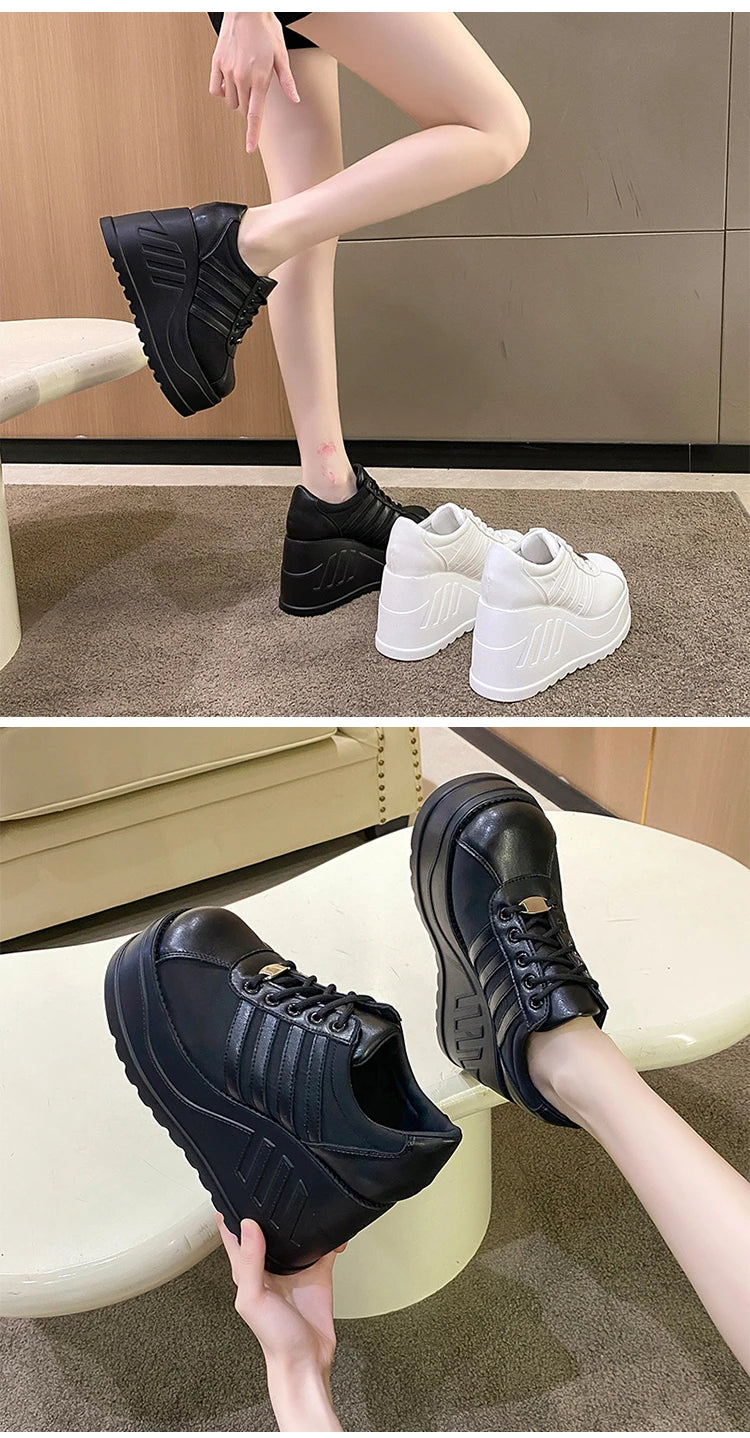 Women’s Pumps Round Head Lace-Up Leisure Heels