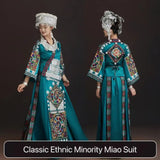 Classic Miao embroidery suit showcasing intricate patterns, ideal for festival celebrations and cultural events.