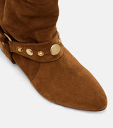 Women Rivet Embellished Ankle Boots – Casual Pointed Toe Suede