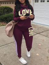 Women Plus Size Striped Sweatsuit