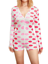 SleepFlick™ – Butt Flap V-Neck Pajama Romper (Playful, Cozy & Lounge-Friendly)