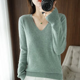 Women's V-Neck Knitted Pullover Sweater