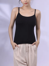 Bralux™ built-in bra camisole in black with adjustable straps and soft inner layer, perfect for casual wear.