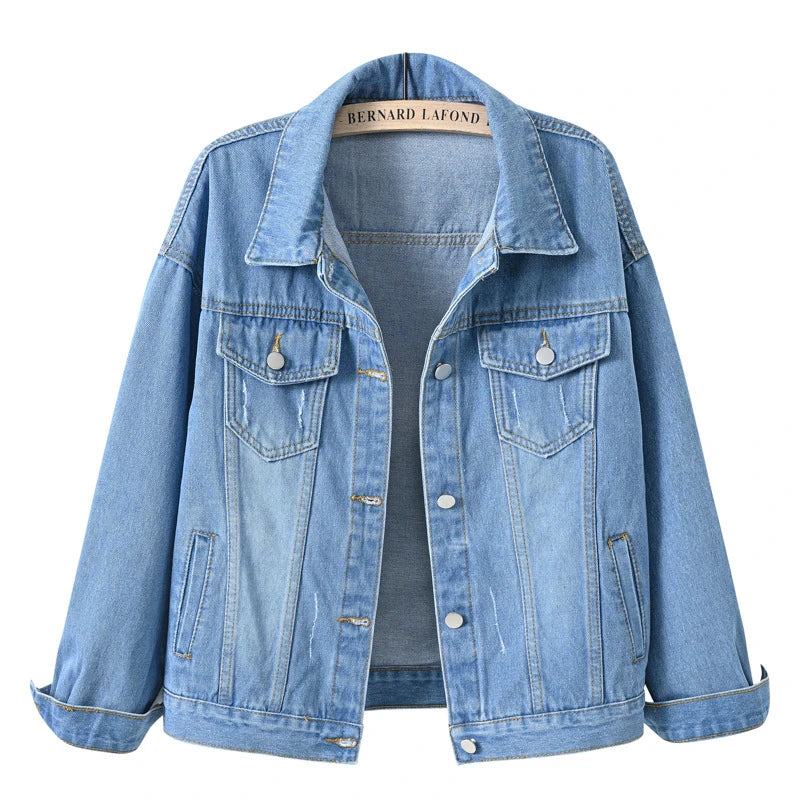 Women's Single Breasted Denim Lapel Jacket