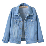 Women's Single Breasted Denim Lapel Jacket