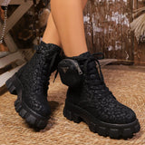Women Leopard Print Ankle Boots – Winter High Heel Platform Shoes