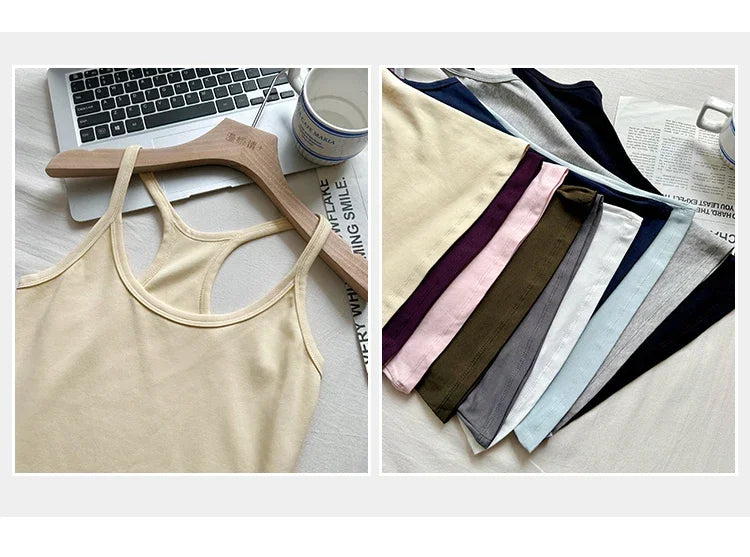 Basic Ribbed O-Neck Camisole Tank Top