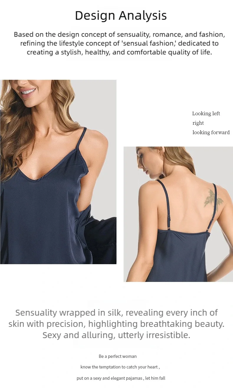 Women Deep V Silk Sleepwear