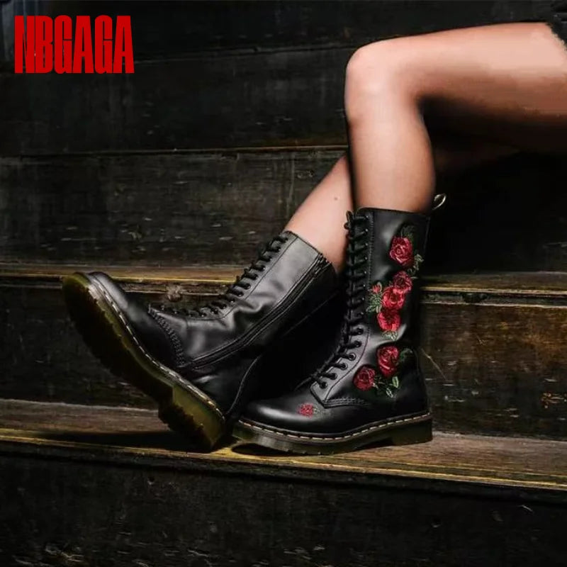 Women Mid Calf Boots Waterproof Warm Rain Shoes