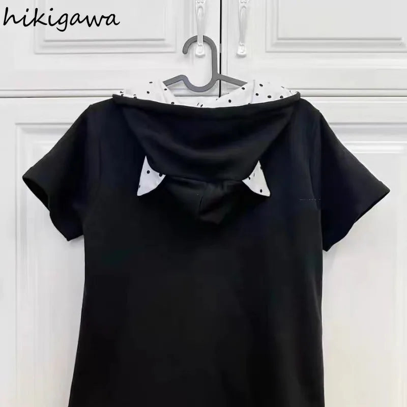 Black Cute Zipper Hoodie