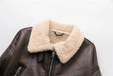 Vintage Faux Shearling Belted Winter Jacket