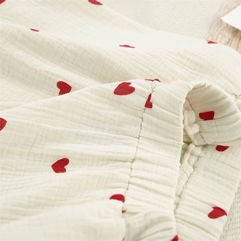 Women Cotton Pajama Set with Hearts