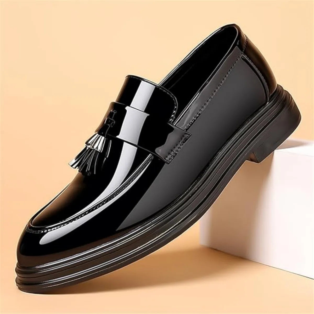 Men Patent Leather Tassel Loafers