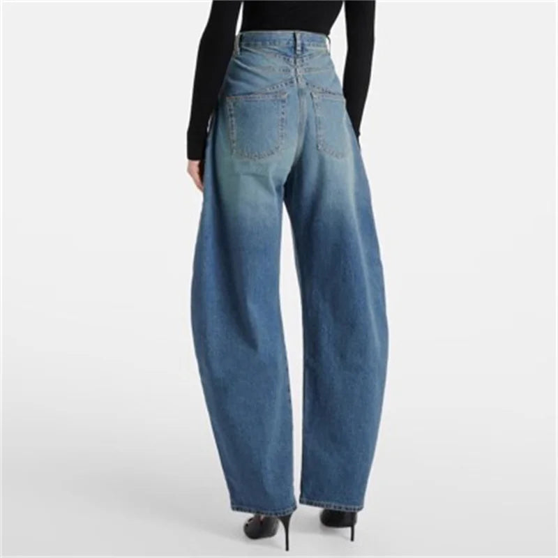Women Retro Washed Straight Leg Jeans