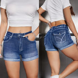 Women High Waist Stretch Denim Shorts