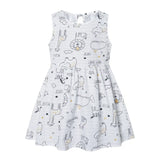 Cute sleeveless vest dress for girls with cartoon pattern, perfect for spring and summer, suitable for ages 4-6.