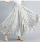 Women Cotton Linen Maxi Skirt