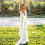 Women Mermaid Crepe Halter Wedding Dress Backless