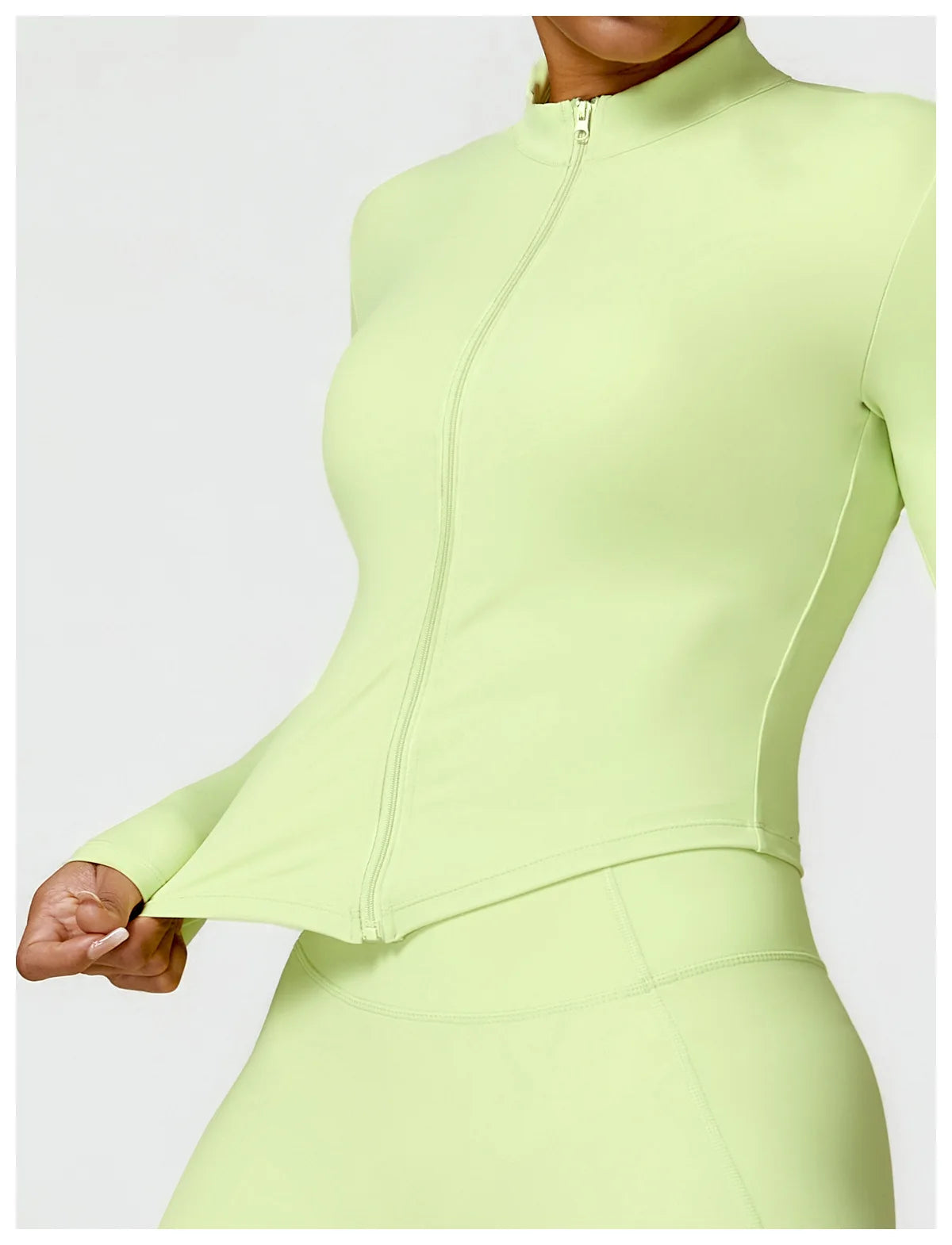 Women's Zip Long Sleeve Yoga Jacket – Gym Push-Up Sportswear Top