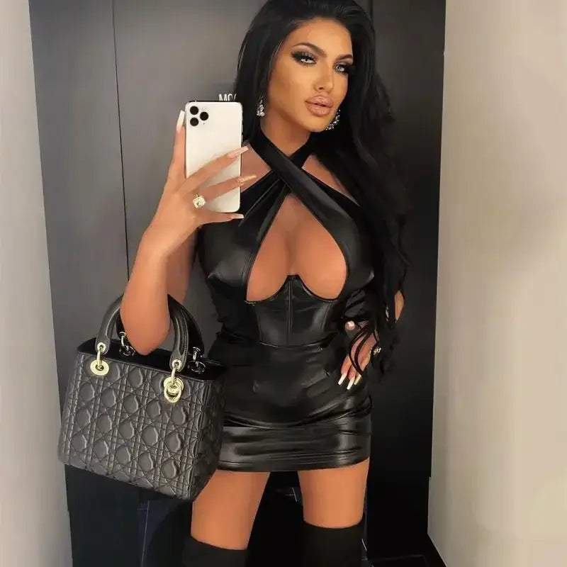 Spring Neck Sexy Bare Chest and Thin Hip Sleeveless Women's Dresses